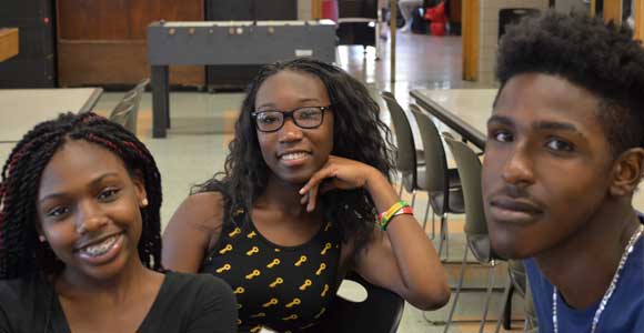 Students talking about community service