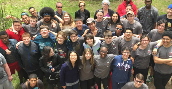Smiling students in a group